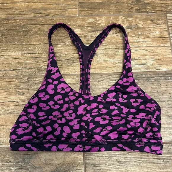 Lululemon barre none bra cherry cheetah purple 4 - Picture 1 of 3